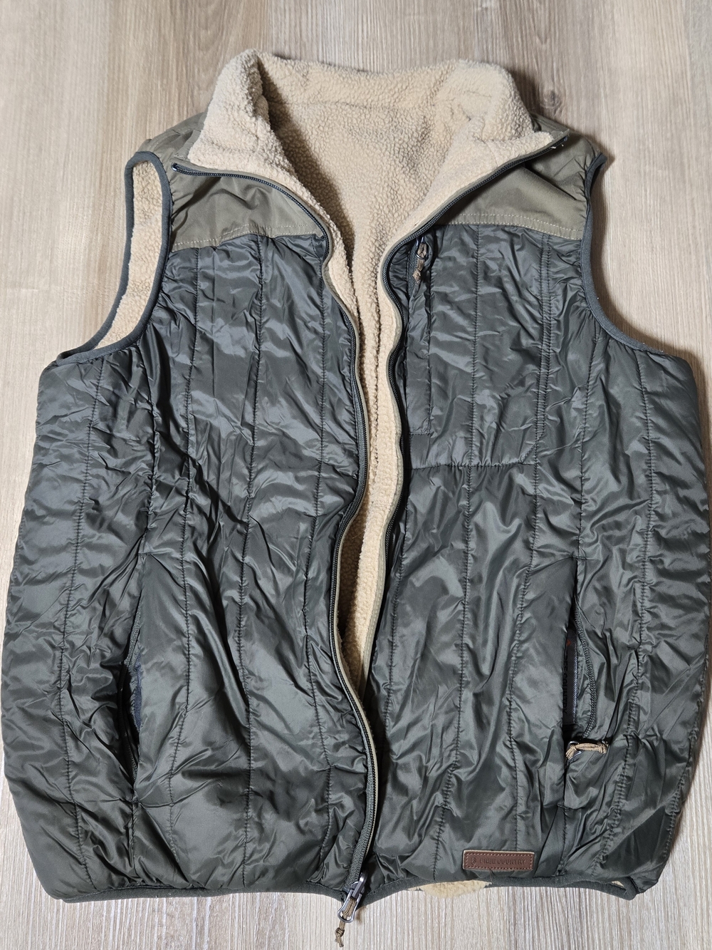 Free Country Olive Green Quilted Sherpa-Lined Vest